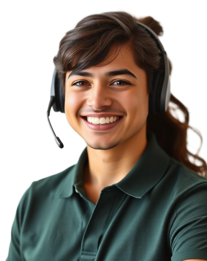 Verzendo support specialist wearing a headset